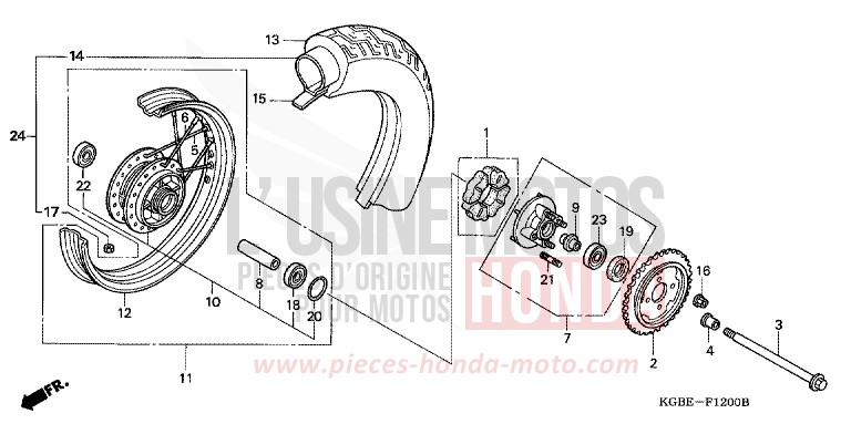 ROUE ARRIERE von Shadow VT125C NOIR (NH1) von 2003